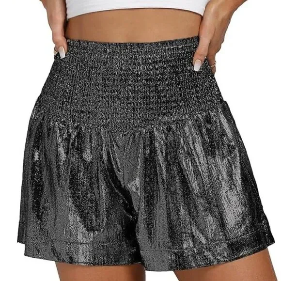 Shiny Vrtige Glitter Party Shorts – High Waist, Flowy Fit, Size XS - Picture 1 of 4